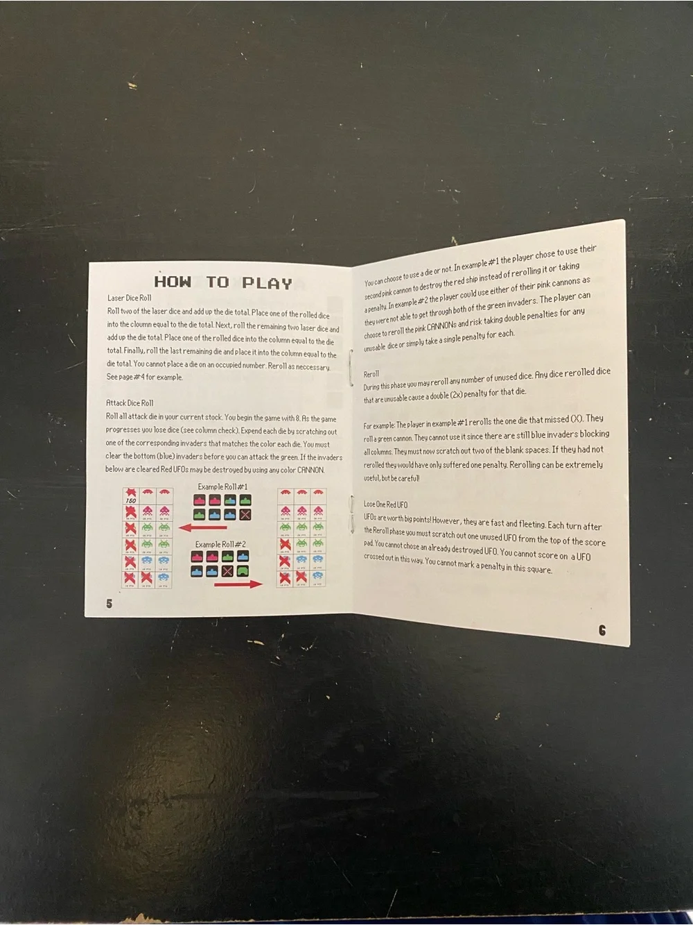 Turn One Gaming Supplies Space Invaders Dice Game ~ Instruction Manual ONLY